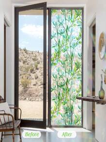 窗户隐私膜彩色玻璃窗膜 3D 装饰窗贴，防晒静电可移除玻璃门膜，家居装饰窗罩非粘性