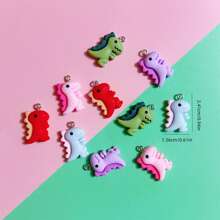 10pcs Random Assorted Colorful Cartoon Mini Dinosaur Beads, Suitable For DIY Jewelry Making Pendants Earrings Necklaces Bracelets Keychains Bag Charms, Resin Crafting Supplies