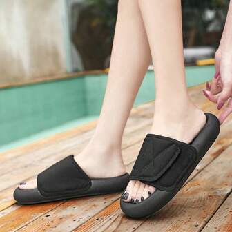 时尚系带老爹凉鞋，防滑厚底拖鞋，可调节设计