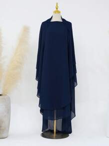 1 pièce Foulard long à double couche en mousseline de soie pour femmes, mode et élégant, convient pour le port quotidien et la prière pour le voile respirant et doux sous la abaya - Multicolore - Voir 22