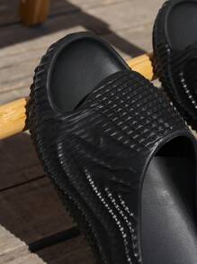 Women's Spring/Summer Indoor Slip-On Slippers, EVA Plastic Thick Sole Anti-Slip Anti-Water Bathroom Dorm Office Soft Bottom Comfortable Quiet Strap Sandals Beach Sandals For Outdoor Wear - Black - View 1