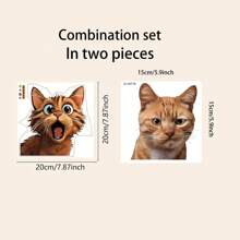 1pc Cute Brown Cat Window Sticker, Transparent & Opaque White Background With Open Mouth Yellow Cat Window Decoration Sticker, No Adhesive Residue & Fading, High-End Animal Sticker., Stickers, Wall Decal, Vinyl Decal For Home Decorations, Spring Decoration Items Refresh Your Home, Festival Decoration Stickers Gifts Birthday Graduation