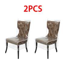 1/2/4/6pcs Plastic Chair Covers With Backrest, PVC Transparent Waterproof Chair Slipcover, Prevent Dust/Stain/Spillage For Kitchen, Party - White - View 10
