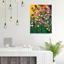 1pc Bloemen geïnspireerde canvas schilderij print, Klimt stijl wanddecoratie, perfecte lente huisdecoratie en vakantie cadeau