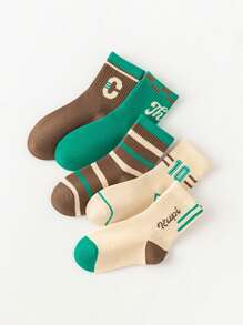5 Pairs Children Socks, New Versatile Fashion Minimalist Design, Suitable For Kids Boys, Students, Sports, All Season