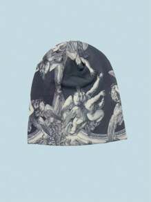 Y2K Visorless Beanie Cap, Gothic Graphic Visorless Beanie, Warm Knitted Cap For Outdoor Winter, Unisex Fashion Slouchy Beanie, Great Gift For Cycling, Fruit Boho Party, Casual Vintage Acrylic Printed Knit Cap, All Season - A - View 7