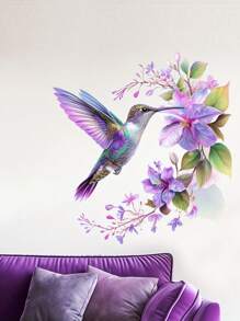 1 件蜂鸟和花卉图案墙贴，贴纸，适用于卧室、厨房、客厅和卫生间的墙贴，用于家居装饰的乙烯基贴花，装饰品让您的家焕然一新