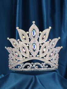 环球小姐“向善力量”皇冠闪亮水钻头饰全圆大皇冠可调节新娘婚礼派对大皇冠情人节配饰