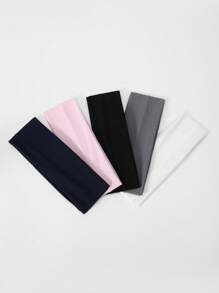 Set di 5 fasce elastiche larghe per sport e yoga, fascia per capelli in tono rosa, turbante, fascia per sudore, accessori per capelli autunnali e invernali per donne, per outfit da vacanza, sciarpa elegante da donna, bandana morbida