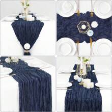 10 chiếc khăn trải bàn bằng vải voan, khăn trải bàn voan mỏng phong cách Bohemian, cờ bàn lưới trong suốt, đồ trang trí bàn ăn ngày lễ, thích hợp cho đám cưới, tiệc mừng em bé chào đời, tiệc sinh nhật, bàn bánh - Màu xanh navy 10pc - Xem 6