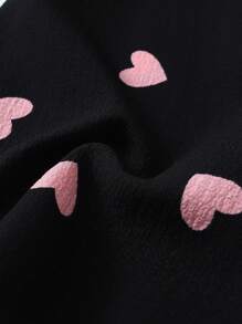 Women's Heart Print Bubble Crinkle Short Sleeve Shorts Pajama Set