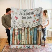 A Bookworm Girl Floral & Butterfly Throw Blanket - Soft, Lightweight Wool Shawl, Perfect For Readers, Ideal Birthday Gift For Girls And Women, Great For Sofa, Bed, Room Decor - Comfortable Year-Round