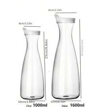 1 个亚克力罐，非常适合冷果汁和牛奶，防摔饮水瓶，带盖塑料水瓶，透明果汁瓶，翻盖优质耐用塑料水罐，适用于冰茶、果汁粉、冷萃、含羞草，34 盎司/54 盎司 - 無色 - 查看 3