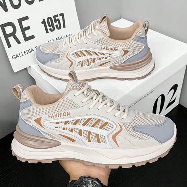 Men's Anti-Slip Casual Sports Sneakers, Fashion Thick Sole Sports Shoes, Breathable, Wear-Resistant, Comfortable