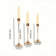 12-Piece Luxury European Style Copper-Colored Candle Holders, Metal Romantic Candlelight Dinner Table Decor, Suitable For Dining Table Center Decoration, Weddings, Restaurants, Parties (Candles Not Included)