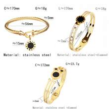 3-In-1 Set: Rhinestones Embedded Double LOVE Stainless Steel Bracelet, & Fashionable, With Romane Braided Steel Wire Bracelet Accessory, Great Gift