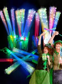 8 stuks/4 stuks lichtgevende vezelstaven, LED-lichtstaven, lichtgevende feestartikelen in het donker, glasvezelstaven, LED-knipperstaven, glasvezellichtstaaf voor feesten, bruiloften, nieuwjaarsfeestgunsten, Pasen, lente-/zomerfeest, Hawaï