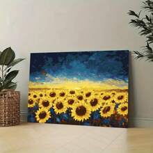 40x50cm/16" X 20" - 1 szt. Zestaw do malowania cyfrowego dla dorosłych DIY, słonecznik, morze, czarne niebo, odpowiedni do biura domowego, sypialni, dekoracji salonu