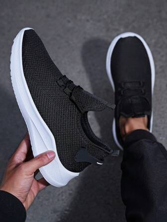 New Fashion Men's Competitive Sports Shoes, Spring/Summer Knitted Breathable Soft Outsole Lace-Up Round Toe Comfortable Stylish Walking Shoes ,Gym 2000s Style Valentine's Day Ideas