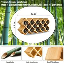 Organizador de especias de bambú entrecruzado para gabinete, soporte organizador de especias de madera para condimentos, estante de especias de 18 frascos, organizador de almacenamiento de especias en forma de torre para cajón de encimera de cocina (frascos no incluidos) - Marrón - Ver 5