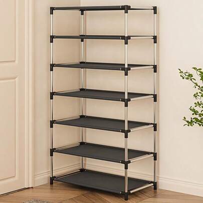 Sapateira de metal minimalista, organizador de armazenamento multicamadas, design à prova d'água e compacto, adequado para casa, escritório, entrada, dormitório, corredor e armário