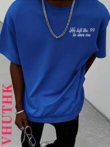 VHUTHK Double-Sided Printing (220 Pure Cotton T-Shirt)    Men's Summer Round Neck Short Sleeved Casual Pure Cotton Print   The Parable Ofthe Lost SheepMATTHEW 18:12-14