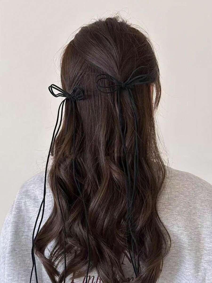 2 件/套纯色仿麂皮鹿角蝴蝶结发夹，别致的芭蕾舞者风格女孩发饰，适合日常、派对、旅行、约会佩戴