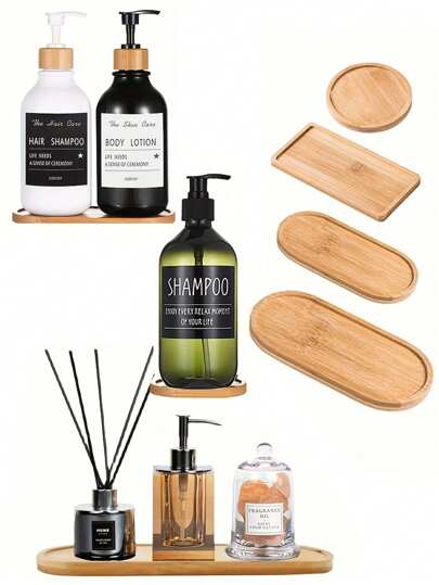 1pc Bamboo Bathroom Tray, Boho Multifunctional Desktop Storage Basket For Bathroom, Bathroom Accessories, Room Decor