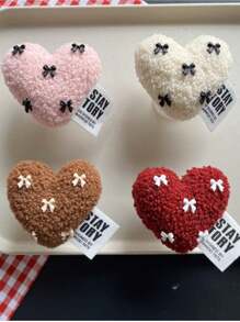 Soporte de teléfono de peluche con forma de corazón y lazo, base adhesiva para teléfono, decoración de teléfono, compatible con todos los teléfonos