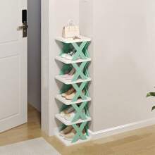 1pc Simple Multi-Tier Shoe Rack, Space-Saving Assembled Plastic Shoe Storage Organizer, Dust-Proof Home Use