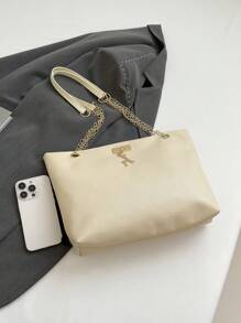 1 bucată Poliester Cerb Decorație Capacitate mare Închidere cu fermoar Geantă de umăr la modă, potrivită pentru femei, utilizare zilnică