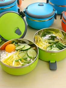 1 pieza Caja de almuerzo Bento con compartimentos aislados y extraíbles, con estilo y práctica, hecha de acero inoxidable de alta calidad, adecuada para trabajadores de oficina, estudiantes, picnics al aire libre, comidas en el hogar