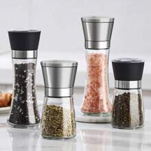 2 件胡椒研磨器套装，家用海盐研磨器，玻璃香料研磨器，手动胡椒研磨器，香料粉碎器，可重复使用的调味瓶，适用于烧烤、野餐、露营、厨房小工具、情人节礼物 - 彩色 - 查看 4