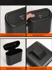 1 pieza Papelera de coche con tapa, disponible en 4 colores (negro, azul, blanco, rosa), mini papelera a prueba de fugas con tapa de apertura a presión, apta para coche, oficina, cocina, dormitorio, excelente como regalo para mujer