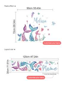 [Aangepaste kinderkamerdecoratie] Gepersonaliseerde muursticker met cartoon zeedieren + aangepaste babynaam als herdenkingssticker, geschikt voor kinderkamer, verjaardag, babyshower, kleuterschooldecoratie (verwijderbare sticker)