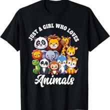 Just A Girl Who Loves Animals - Wild Cute Zoo Animals Girls T-Shirt
