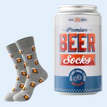1 par de calcetines de media pantorrilla para mujeres con diseño creativo de lata de cerveza gris, suaves y transpirables, diseño simple y elegante, adecuados para el hogar, salidas, fiestas, regalos para familiares y amigos, calcetines unisex para todas las estaciones