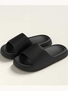 Summer New Thick Sole Soft Solid Color Round Toe Slip-On Casual Minimalist Non-Slip Deodorizing EVA Material Indoor Outdoor Slippers