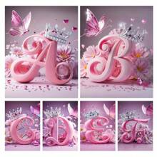 Set per decorazione fai-da-te con pittura di diamanti, lettere corona, strass, mosaico, farfalla, alfabeto, pittura di diamanti, arte da parete, artigianato decorazione per la casa