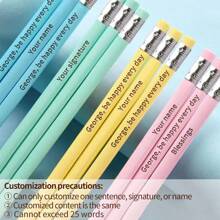Customized Pencils With Engraved Names, HB/2B Student Pencils With Erasers, Suitable For Exams Back To School,Multi-Functional,Ornamental,Reusable,Modern,Colorful,Cute,Vintage,Cartoon,Kawaii,Custom,Personalized,Unique,Customized,Workers,Clients,Students,For Business/Work/Office,For School - [Customized Text]Pencil - View 2