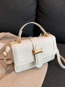 Women's New Stone Texture Fashion Crossbody Bag Retro Hand-Held Small Square Bag, Spring/Summer - White - View 7