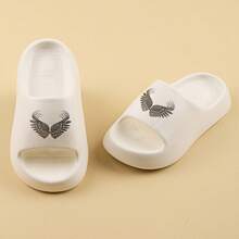 女士平底拖鞋，时尚户外运动凉鞋，EVA 一体式柔软，卡通设计厚底，夏季 - 飛翼白色 - 查看 3