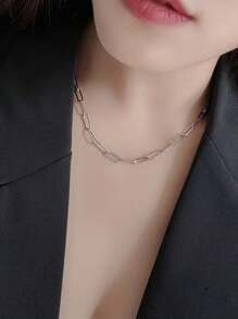 1 pieza Collar con pasador de moda, estilo de cadena hip-hop adecuado para uso diario para mujer