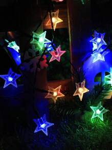 1pc 4/5/7M 20/30/50 LED Star String Lights, Outdoor Waterproof Garden Yard Decoration Pentagram Fairy Lights, Multi-Color Warm Light, Suitable For Garden, Balcony, Landscape Lighting, Fence, Stairs, Proposal, Birthday, Room Decor, Camping, Graduation - Color Light - View 9