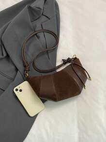 Premium Horn Design Small Crossbody Bag, Velvet Texture Fashionable Shoulder Underarm Stylish Dumpling Shaped Bag