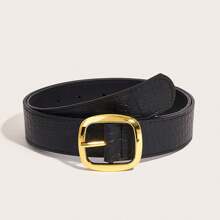 1/2/3pcs Square Buckle Belt, Minimalist American Retro Decorative Skirt Waistband, Suit, Stone Texture, Subculture, Black Pants Belt - Multicolor - View 3