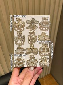 10件/套女士仿珍珠和水钻发夹发爪发夹发夹发夹发夹发夹秋冬发饰女士度假装女士 - 彩色 - 查看 5