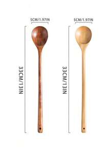 1pc/3/5pcs/Set Of Randomly Colored Wooden Long Handled Mixing Spoons, Kitchen