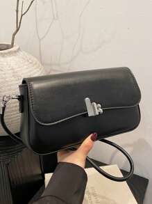 Effen kleur modieuze PU vierkante oksel tas, schoudertas casual veelzijdige minimalistische crossbody tas, lichtgewicht zakelijke vrouwen handtas met klep, geschikt voor meisjes, dames, studenten, kantoorpersoneel, zakelijke gelegenheden