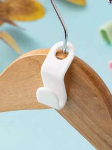 50pcs Clothing Hangers Hooks, Stackable Coat Hooks For Wardrobe Organizer, Space Saving Multi-Function Home Hanging Clips - White - View 6